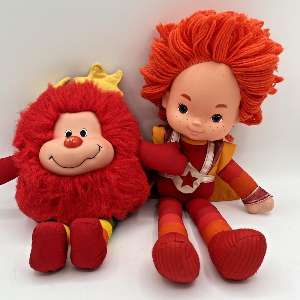 Vintage 1983 Rainbow Brite Red Butler 14" Doll & Sprite Red Romeo Plush Hallmark